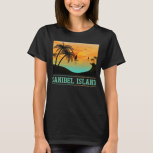 Retro Sanibel Island Florida Tropical Sunset Beach T-Shirt