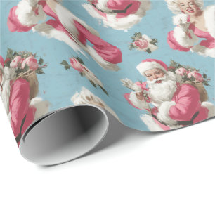 Retro Santa and Glam Holiday Cheer Wrapping Paper