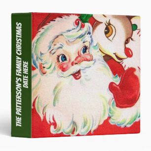 Retro Santa and reindeer add date name Binder