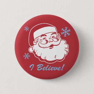 Retro Santa Believe 2 Inch Round Button