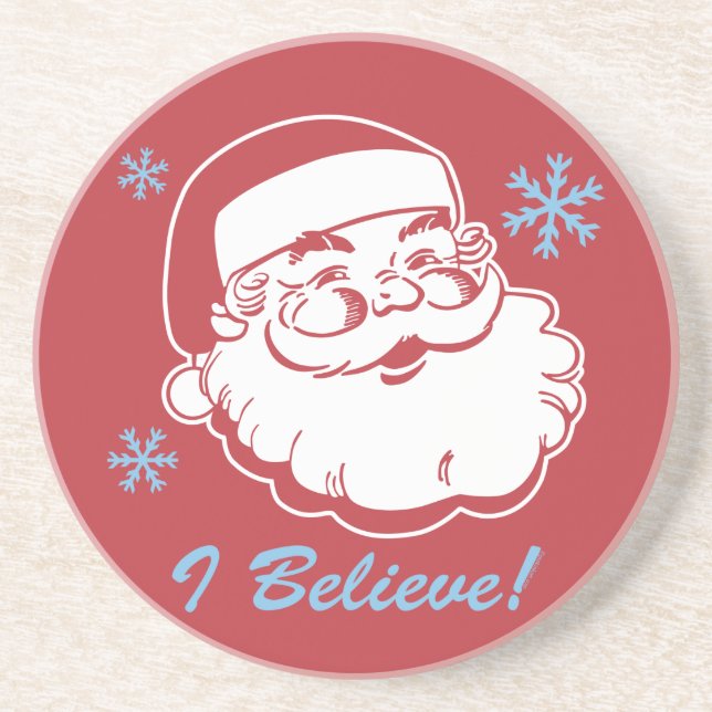 Retro Santa Believe Coaster (Front)