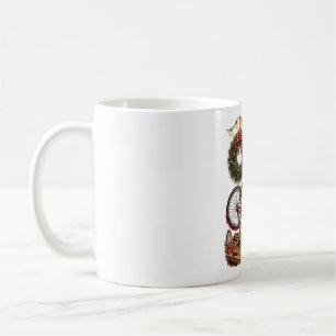 Retro Santa Bicycle Repair Winter Coffee Mug