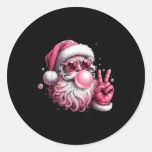 Retro Santa Blowing Bubble Gum Christmas Vintage S Classic Round Sticker