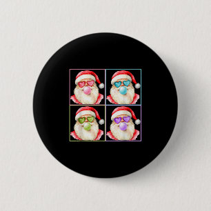Retro Santa Blowing Bubble Gum P Art Sungles Chris 2 Inch Round Button