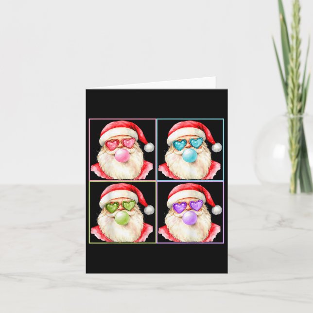 Retro Santa Blowing Bubble Gum P Art Sungles Chris Card (Front)