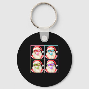 Retro Santa Blowing Bubble Gum P Art Sungles Chris Keychain