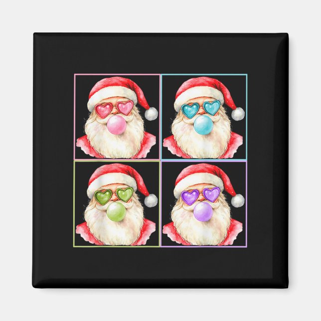 Retro Santa Blowing Bubble Gum P Art Sungles Chris Magnet (Front)