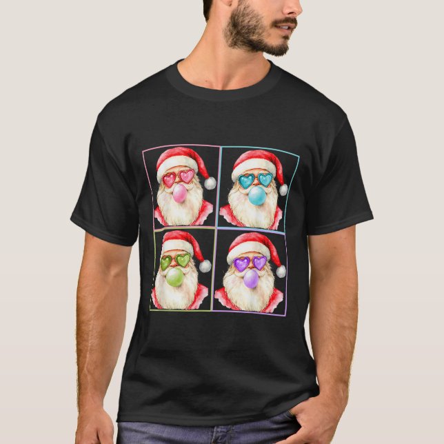 Retro Santa Blowing Bubble Gum P Art Sungles Chris T-Shirt (Front)