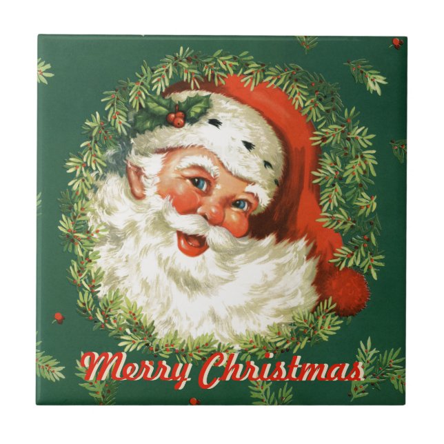 Retro Santa Ceramic Tile (Front)