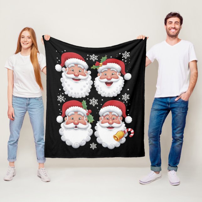 Retro Santa Christma Gift Xmas Matching Family Fleece Blanket (In Situ)
