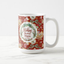 Retro Santa Christmas Baking Cookies Red w Nana