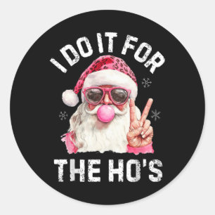 Retro Santa Christmas Blowing Bubble Pink Santa Xm Classic Round Sticker