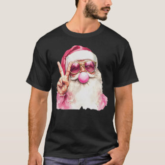 Retro Santa Christmas Blowing Bubble T shirt