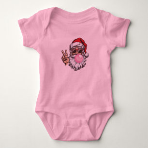 Retro Santa Christmas Blowing Bubble Vintage Baby Bodysuit