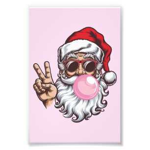Retro Santa Christmas Blowing Bubble Vintage Photo Print