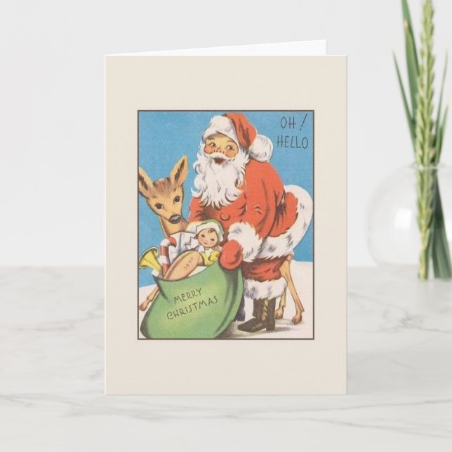 Retro Santa Christmas Greeting Card (Front)
