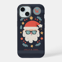 Retro Santa Christmas in July Monogram Initial