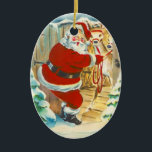 Retro Santa Christmas Ornament<br><div class="desc">Make your Christmas special with these Vintage Christmas ornaments. Keepsake ornaments with Victorian designs fully restored for best printing quality. Easy to customize with name and date.</div>