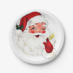 Retro Santa Christmas Plate Old School Design HOT!