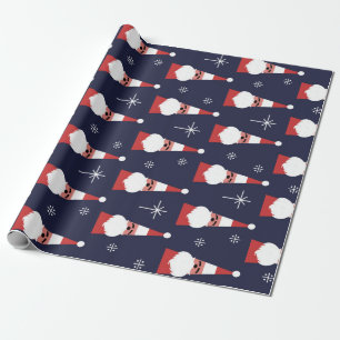 Retro Santa Christmas Red Pattern Wrapping Paper