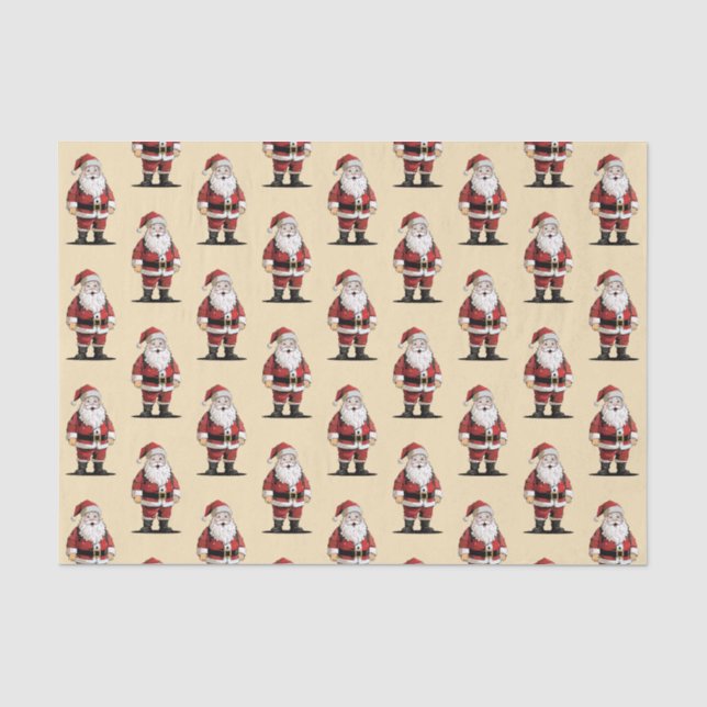 Retro Santa Christmas Tissue Paper (Front)