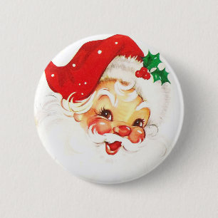 Retro Santa Christmas Xmas Badge Pin Button