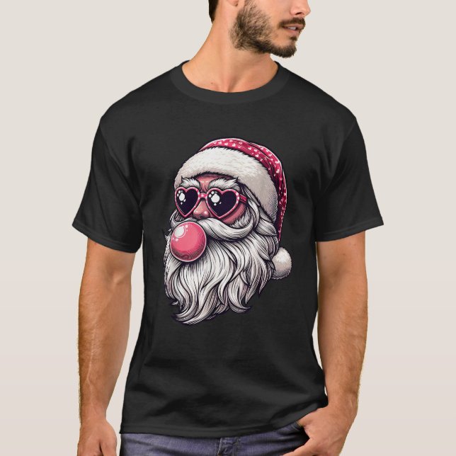 Retro Santa Claus Bubble Gum Pajama Groovy Xmas Ch T-Shirt (Front)