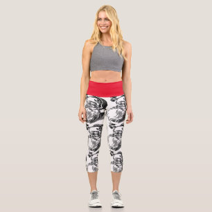 RETRO SANTA CLAUS CAPRI YOGA LEGGINGS