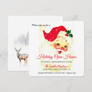 Retro Santa Claus  Celebration, Open House Holiday Card