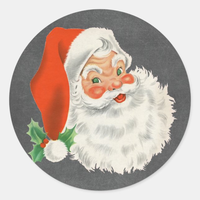 Retro Santa Claus Chalkboard Christmas Stickers (Front)
