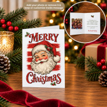 Retro Santa Claus Christmas Card Customizable