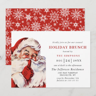 Retro Santa Claus Christmas HOLIDAY BRUNCH Invitation