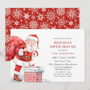 Retro Santa Claus Christmas HOLIDAY OPEN HOUSE Invitation