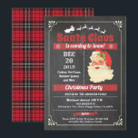 Retro Santa Claus Christmas party chalkboard Invitation<br><div class="desc">[All text are editable, except "eat, drink & Merry Christmas"] Get this stylish design now! Occasion: Christmas party, Santa party, street block party, church and charity event, housewarming, retirement party, open house Theme: Christmas, Santa Claus Style: retro, vintage Colours: red, white, grey Graphics: vintage Santa Clause, retro typography lettering, chalkboard,...</div>