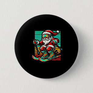 Retro santa claus - christmas skiing 2 inch round button