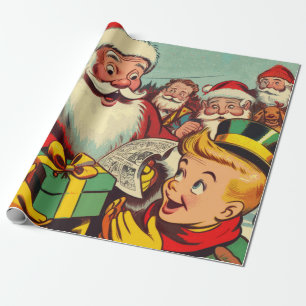Retro Santa Claus Comics Wrapping Paper