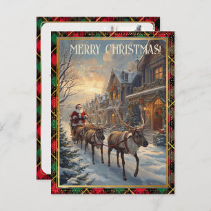 Retro Santa Claus Custom Address Classic Christmas Holiday Postcard