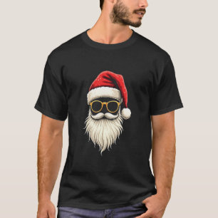 Retro Santa Claus Face Sunglasses Vintage Christma T-Shirt