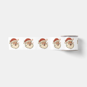 Retro Santa Claus Face – Vintage Christmas Holiday Satin Ribbon
