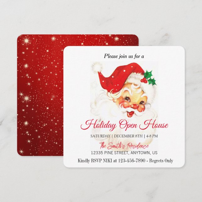 Retro Santa Claus for your celebration, open house Holiday Card (Front/Back)