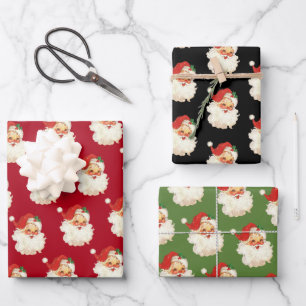 Retro Santa Claus Head Wrapping Paper Sheet