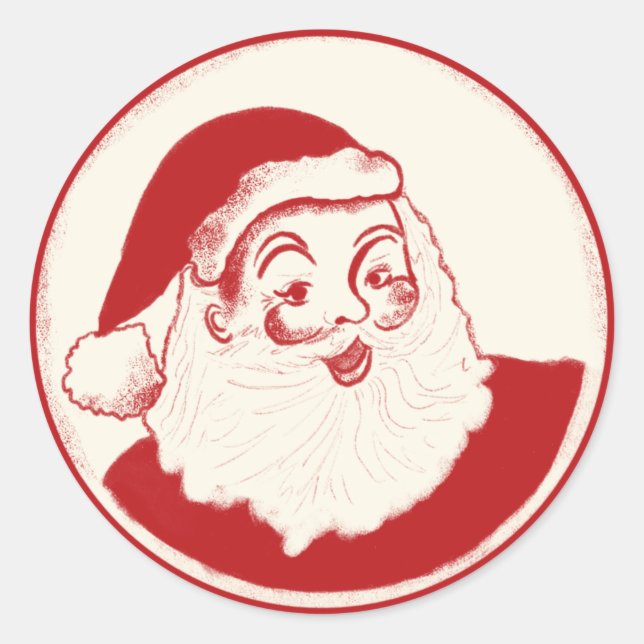 Retro Santa Claus illustration Christmas sticker (Front)