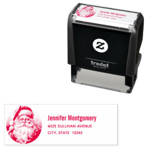 Retro Santa Claus in a Christmas Hat Address Self-inking Stamp