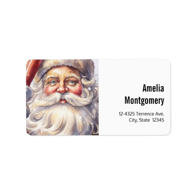Retro Santa Claus in a Red Hat Christmas Address Label (Front)