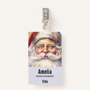 Retro Santa Claus in a Red Hat Christmas Badge