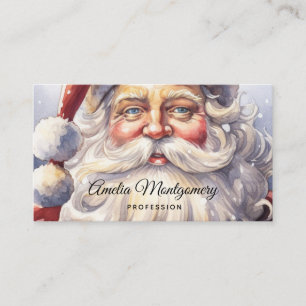 Retro Santa Claus in a Red Hat Christmas Business Card