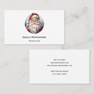 Retro Santa Claus in a Red Hat Christmas Business Card
