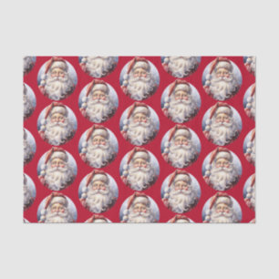 Retro Santa Claus in a Red Hat Christmas Pattern Tissue Paper