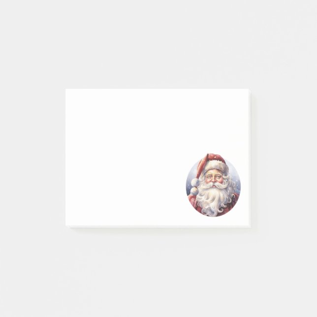 Retro Santa Claus in a Red Hat Christmas Post-it Notes (Front)