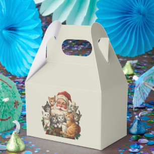 Retro Santa Claus & Kittens Christmas Winter 90s Favor Box